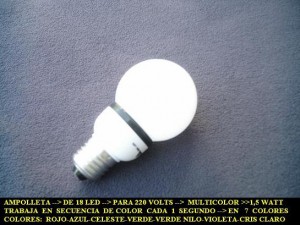 alberto Anuncios gratis para novios en Santiago |  Novedosa Ampolleta que ilumina en secuencia de 7 colores distintos, Tipo led�consumo electrico 1,5 watt