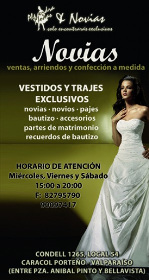 Karina Anuncios gratis para novios en Valpara&iacute;so |  Almendra Modas & Novias , Venta, arriendo y confecci&oacute;n a medida de vestidos de Novia, Trajes de Novio