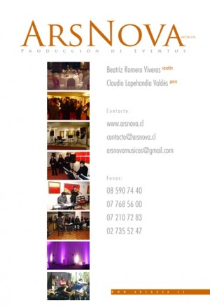Arsnova producci&oacute;n de Eventos Anuncios gratis para novios en Santiago |  M&uacute;sica en vivo para matrimonios y Producci&oacute;n de eventos ArsNova, Saxofonistas,  Pianistas, coros, cuerdas, amplificaci&oacute;n e iluminaci&oacute;n