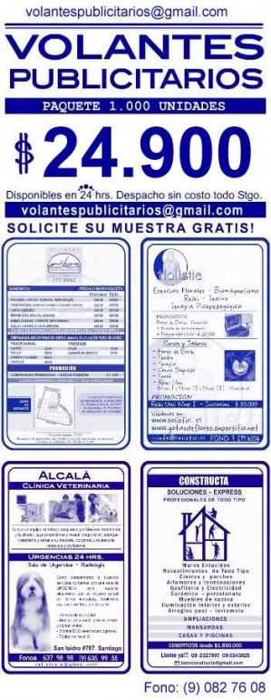http://www.volantespublicitarios.tk Anuncios gratis para novios en Santiago |  Volantes Publicitarios x 1.000 Unidades, Despacho en 24 hrs. -ejemplos-