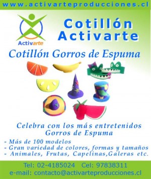 Activarte Producciones Anuncios gratis para novios en Las Condes |  Cotill&oacute;n Gorros Espuma Activarte, Galeras, Capelinas, Frutas, Animales etc, en distintos tama&ntilde;os y colores ..