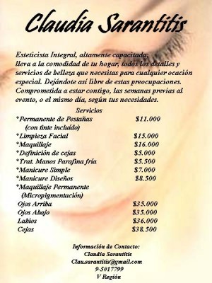 Claudia Sarantitis Anuncios gratis para novios en Vi&ntilde;a del Mar |  Estetica Integral, Estetica Integral a domicilio.