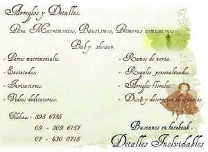 Detalles inolvidables Anuncios gratis para novios en Maip&uacute; |  Detalles para su boda, todo lo necesario para facilitar su dia