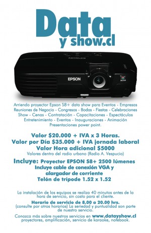 Manuel vargas Anuncios gratis para novios en Santiago |  Arriendo de proyectores, arriendo data show, proyector mas telon, 3 horas ,$20.000